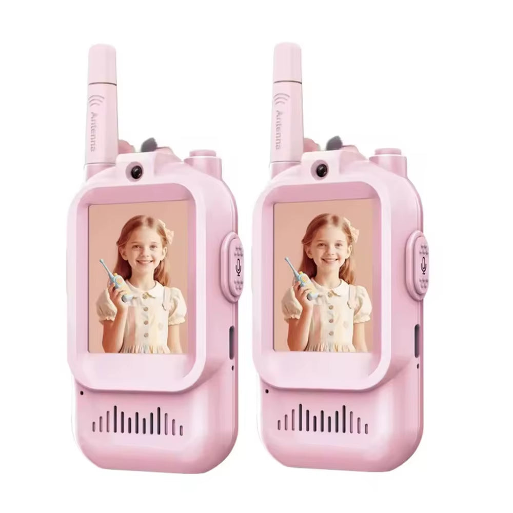 Video Walkie Talkies for Kids 2 Pack Rechargeable Intercom Walkie-Talkie 2 Screen One-Click Call Child Video Intercom